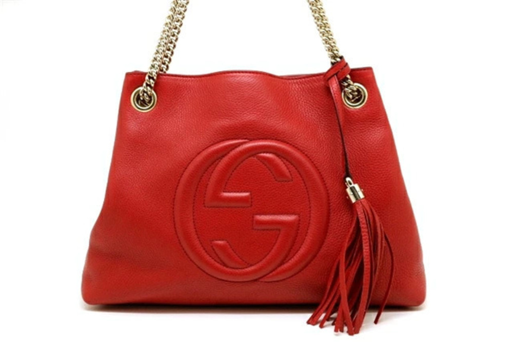 Gucci Soho Chain Tote Bag Calfskin Red